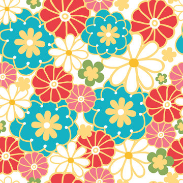 Vector camomiles seamless pattern background with hand drawn