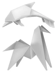 Cercles muraux Animaux géométriques Origami_dolphin_horse