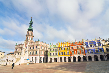 Fototapeta na wymiar Town Hall, Main Square (Rynek Wielki), Zamosc, Poland