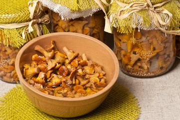 Marinated golden chanterelles