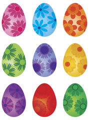 Happy Easter Day Floral Eggs Illustration