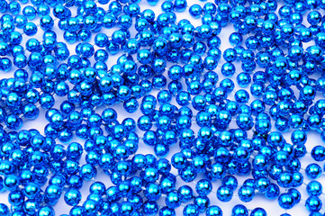 Blue beads, Christmas decoration, isolated on white background