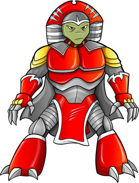 Warrior Ninja Soldier Alien Reptile Cyborg Vector