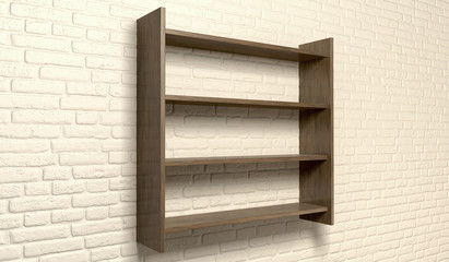 Shelving Unit On A Wall Perspective