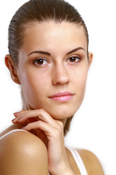 Portrait of young  lady with health complection isolated
