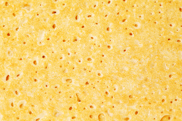 Close up of appetizing yellow crunchy delicious pancake
