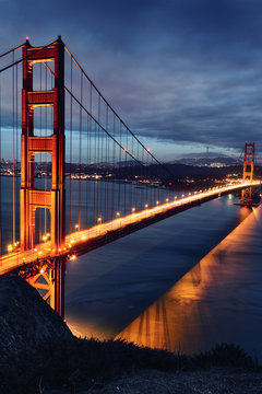 Golden Gate Bridge and San Francisco lights