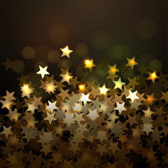 Golden Christmas background with stars, vector Eps10 image