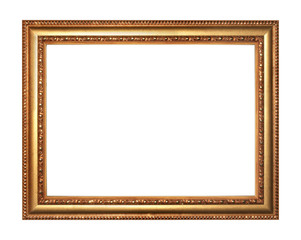 Gold vintage frame isolated on white background