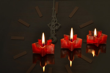 New Years Eve clock with candle light