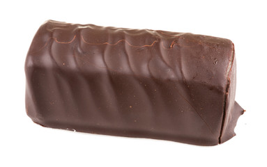 Broken Cottage cheese rod with chocolate isolated on white