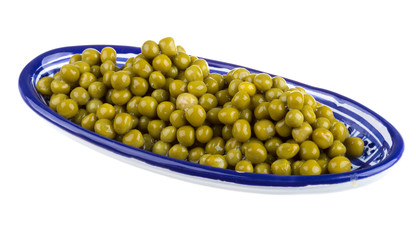 green peas, in a bowl, isolated, white background