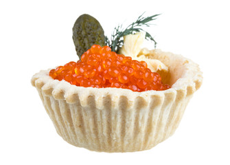 Canapes with red caviar