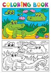 Fototapeta premium Coloring book crocodile image 2