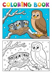 Naklejka premium Coloring book owl theme 1
