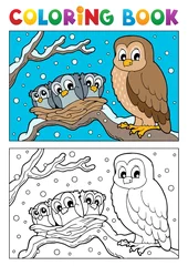 Door stickers For kids Coloring book owl theme 1