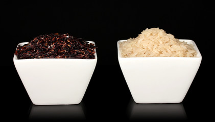 Black & white rice isolated on black