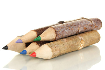 Colorful wooden pencils isolated on white
