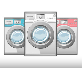 Closed washing machine on white background. Vector