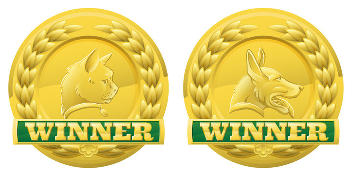 Cat and dog pet winners medals