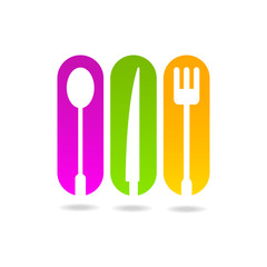 kitchen colored logo menu sign icon