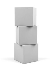 3d white cubes isolated.