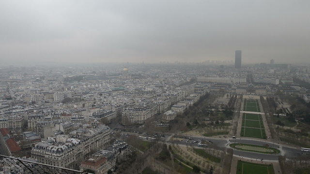 Aerial view of Paris in Winter