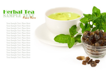 herbal tea with mint over white