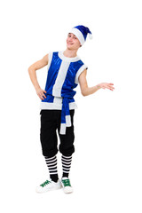 actor dressed like a funny leprechaun posing