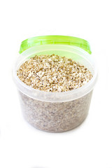 Oat flakes on white