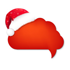 Red Xmas Cloud Bubble Speech With Santa Hat