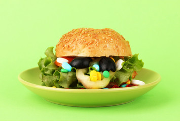 Conceptual image for nutritional care:assorted vitamins and