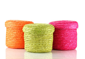 Wicker color boxes isolated on white