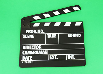 Fototapeta na wymiar Produkcja board Movie klakier na kolor tła