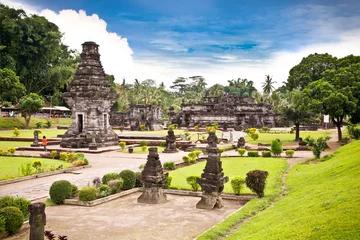 Wandcirkels aluminium Candi Penataran temple in Blitar on Java,  Idonesia. © Aleksandar Todorovic