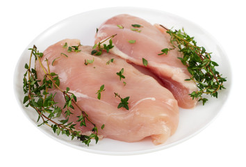 chicken breast on the plate on white background