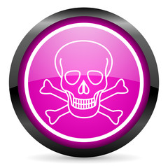 skull violet glossy icon on white background