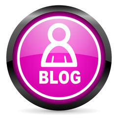 blog violet glossy icon on white background