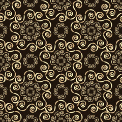 Seamless brown pattern with arabesque