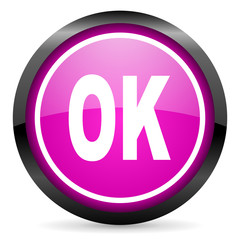 ok violet glossy icon on white background