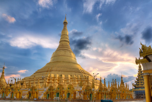 Shwedagon temple in Yangon, Burma
