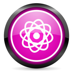 atom violet glossy icon on white background