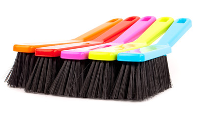 cleaning colorful brush set isolated on  white