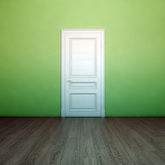 Empty Light Green Interior With White Door