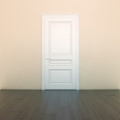 Empty Peach Interior Room With White Door