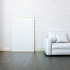 New White Room With Blank Frame For Painting
