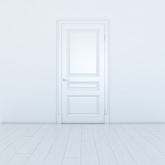 Empty White Interior With A Door