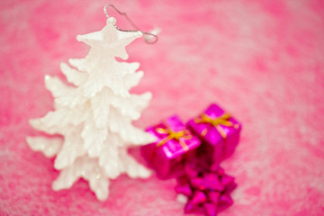pink and purple Christmas decorations