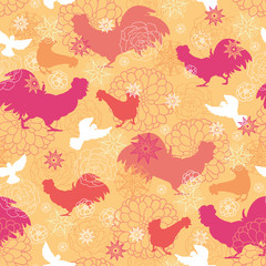 Fototapeta na wymiar Vector farm birds seamless pattern background with hand drawn