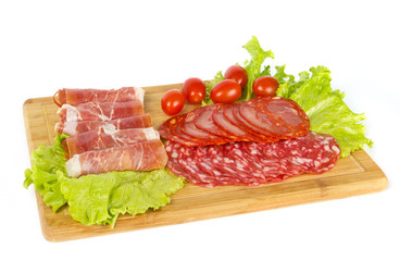 Mix of meat snack on white background